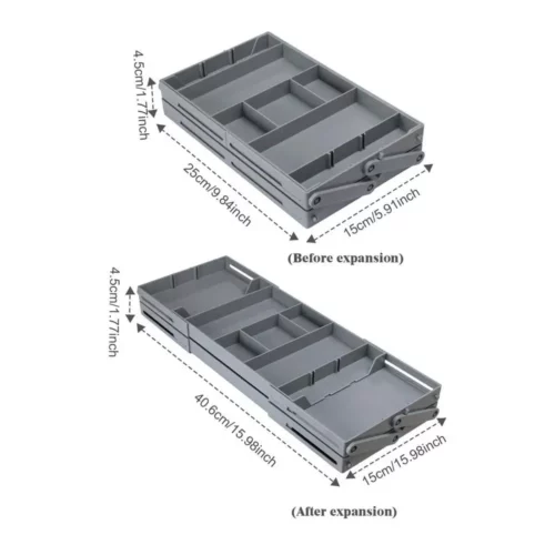 Organizador de gavetas de 2/3 camadas, bandeja de armazenamento, gaveta expansível. Caixa de joias, caixa organizadora de cosméticos talheres de cozinha. - Image 9