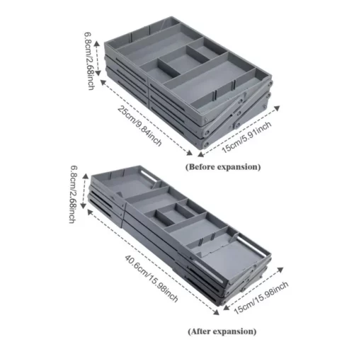 Organizador de gavetas de 2/3 camadas, bandeja de armazenamento, gaveta expansível. Caixa de joias, caixa organizadora de cosméticos talheres de cozinha. - Image 8
