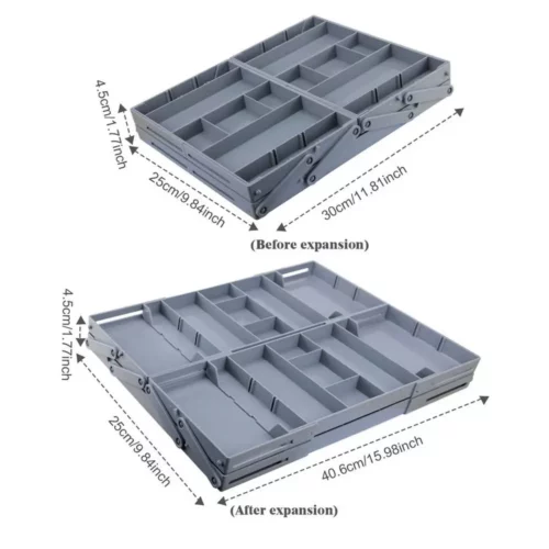 Organizador de gavetas de 2/3 camadas, bandeja de armazenamento, gaveta expansível. Caixa de joias, caixa organizadora de cosméticos talheres de cozinha. - Image 7