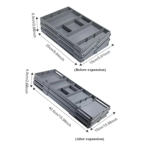 Organizador de gavetas de 2/3 camadas, bandeja de armazenamento, gaveta expansível. Caixa de joias, caixa organizadora de cosméticos talheres de cozinha. - Image 10