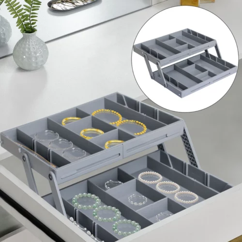 Organizador de gavetas de 2/3 camadas, bandeja de armazenamento, gaveta expansível. Caixa de joias, caixa organizadora de cosméticos talheres de cozinha. - Image 2